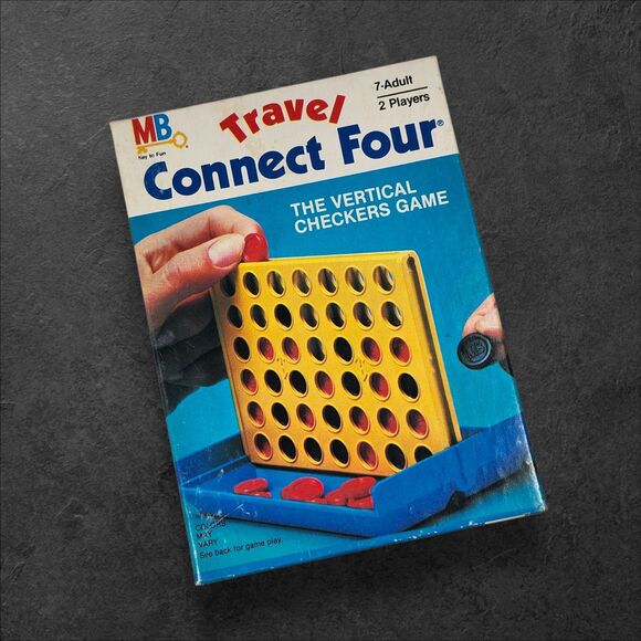 Vintage 1983 Milton Bradley Travel Connect Four Board Game Complete 47 Checkers - Picture 6 of 11